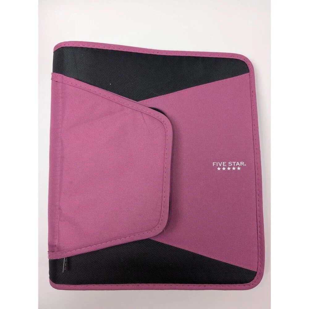 Trapper Keeper Styled Five Star Binder Pink Black 3 Ring Organizer Pencil Pouch
